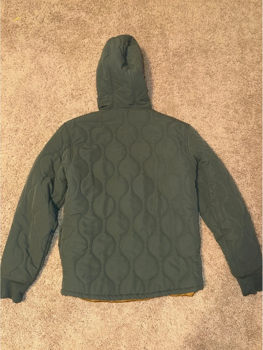 Swiss Tech Quilted Hooded Jacket with Gold Satin Lining, Size Small